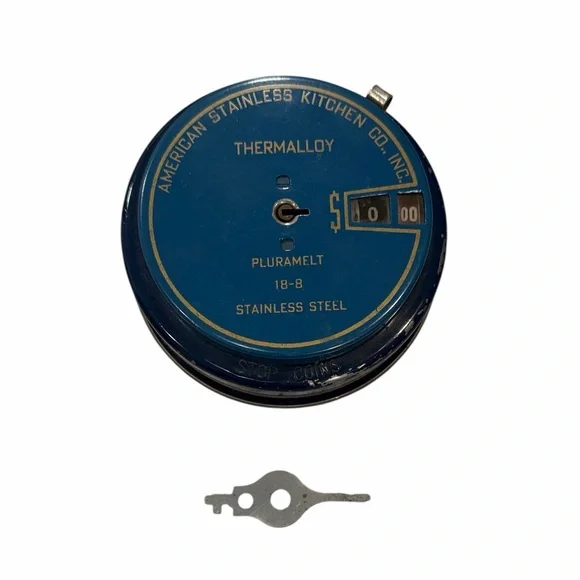 Vintage American Stainless Kitchen Co. Promotional Add-O-Bank with Key - Picture 1 of 7